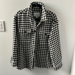 Pistola Libby Black White Woll Blend Flap Pockets Houndstooth Shacket/Jacket